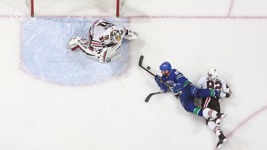 A scene from an NHL game at Rogers Arena. Hockey is great, indoors or out.