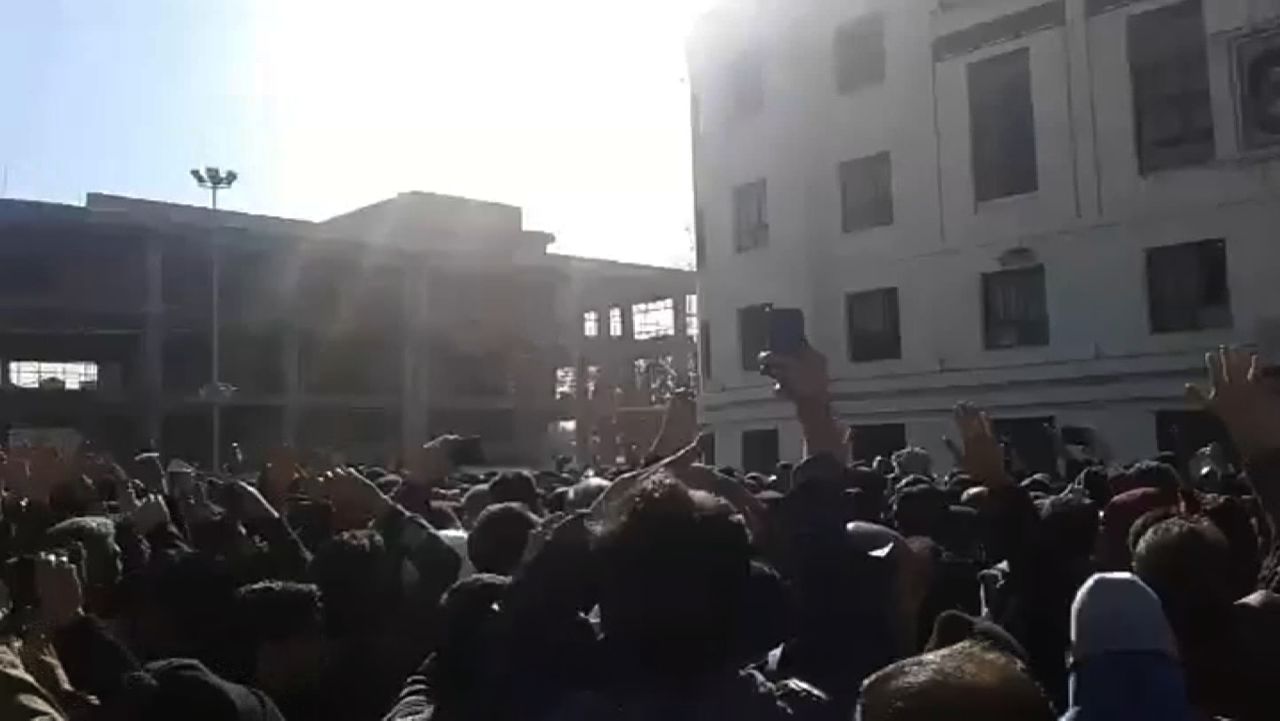 A still frame from a YouTube video published on Friday, December 29 purporting to show a protest in Mashhad, Iran. CNN cannot independently confirm its authenticity.