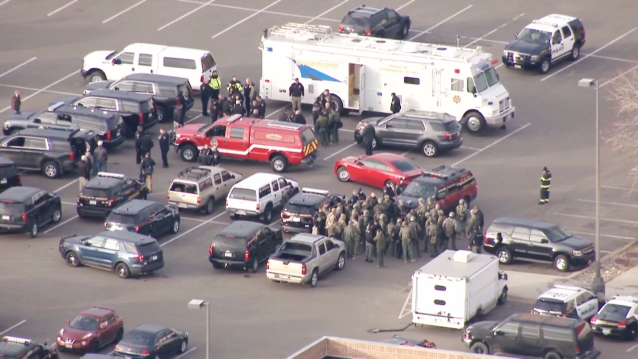 LIVE aerials over Highland Ranch, CO in Douglas County where police are responding to calls of an officer down