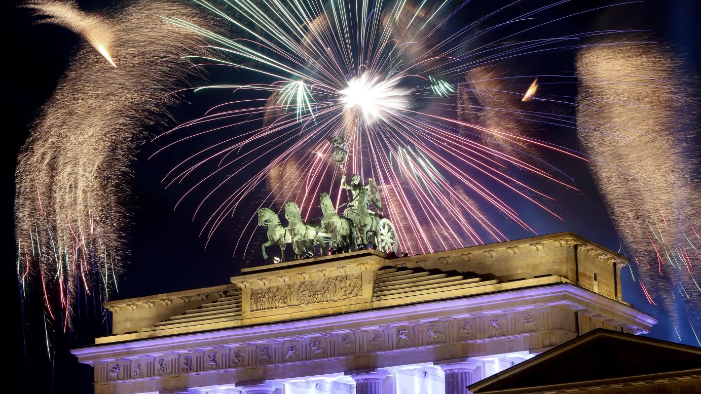 Festivities take place by the Brandenburg Gate in Berlin.