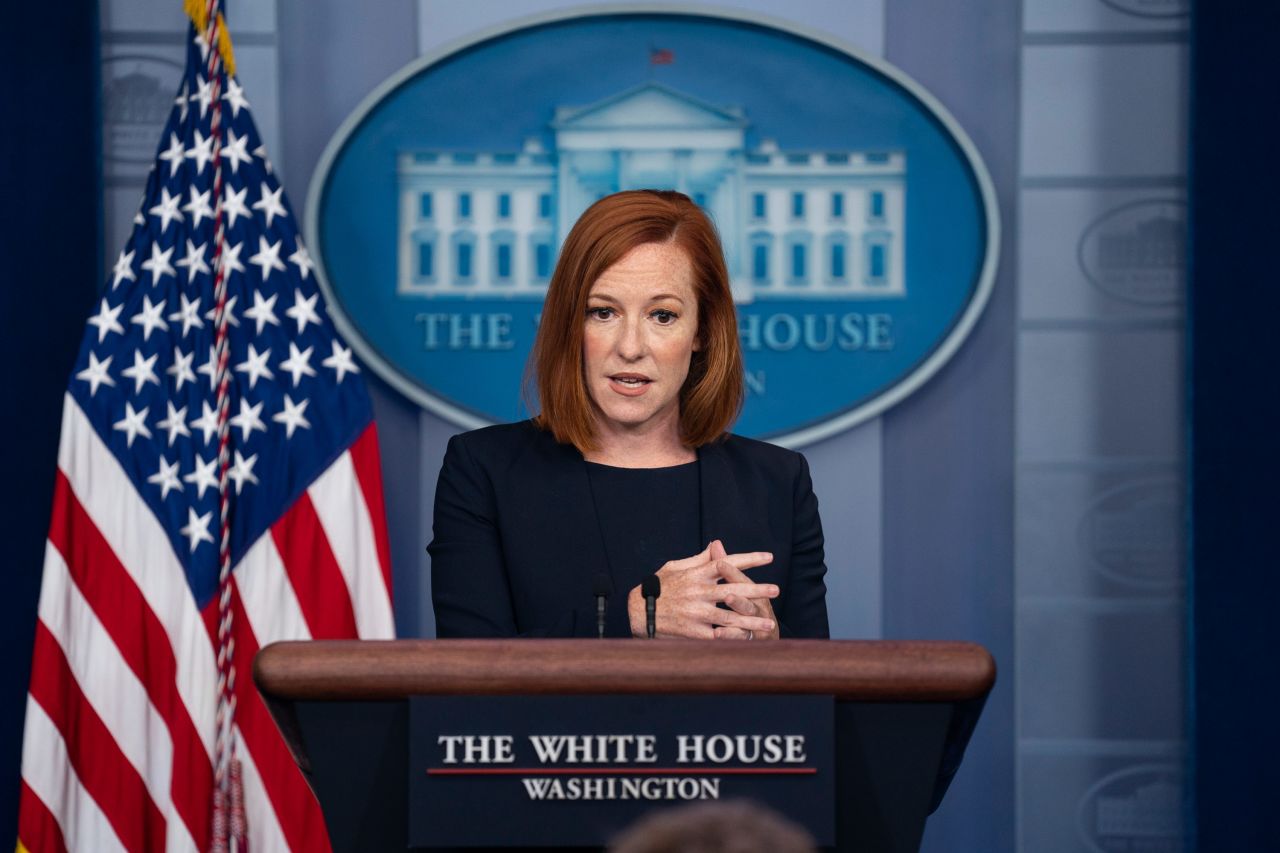 White House press secretary Jen Psaki speaks during a press briefing at the White House on July 12 in Washington, DC.