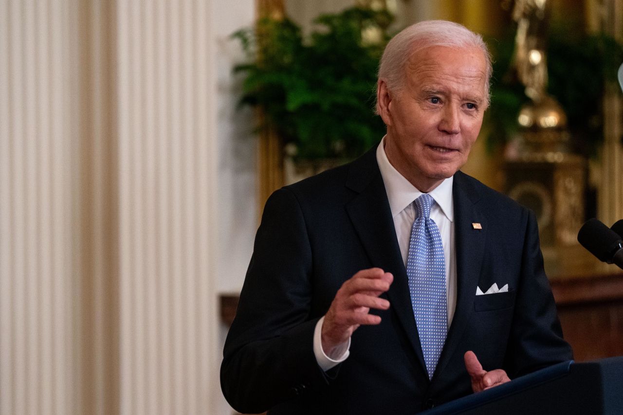 President Joe Biden is pictured speaking during an event at the White House in Washington, DC, on May 3. 