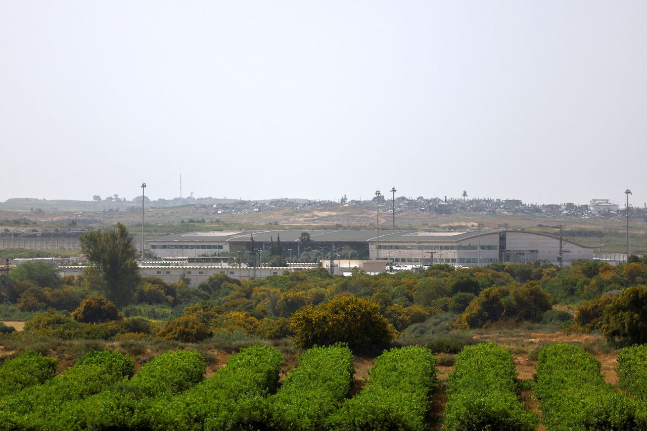 A general view of the Erez Crossing with the Gaza Strip in the background as seen from southern Israel, on April 5.