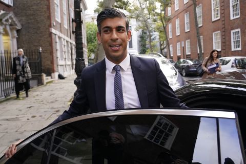 Rishi Sunak leaving his campaign office in London earlier today.