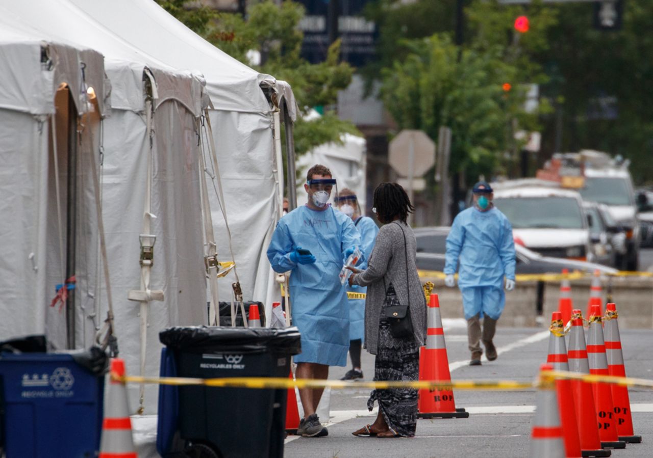 A free public Covid-19 testing site opens at Judiciary Square in Washington, D.C., on Wednesday, June 17.