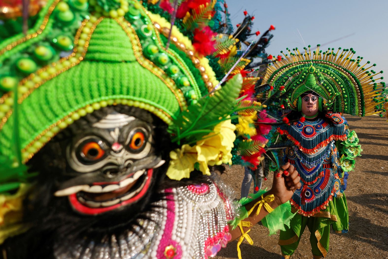 Artists perform a folk dance on Tuesday, January 21, during a rehearsal for the upcoming Republic Day parade in New Delhi.
