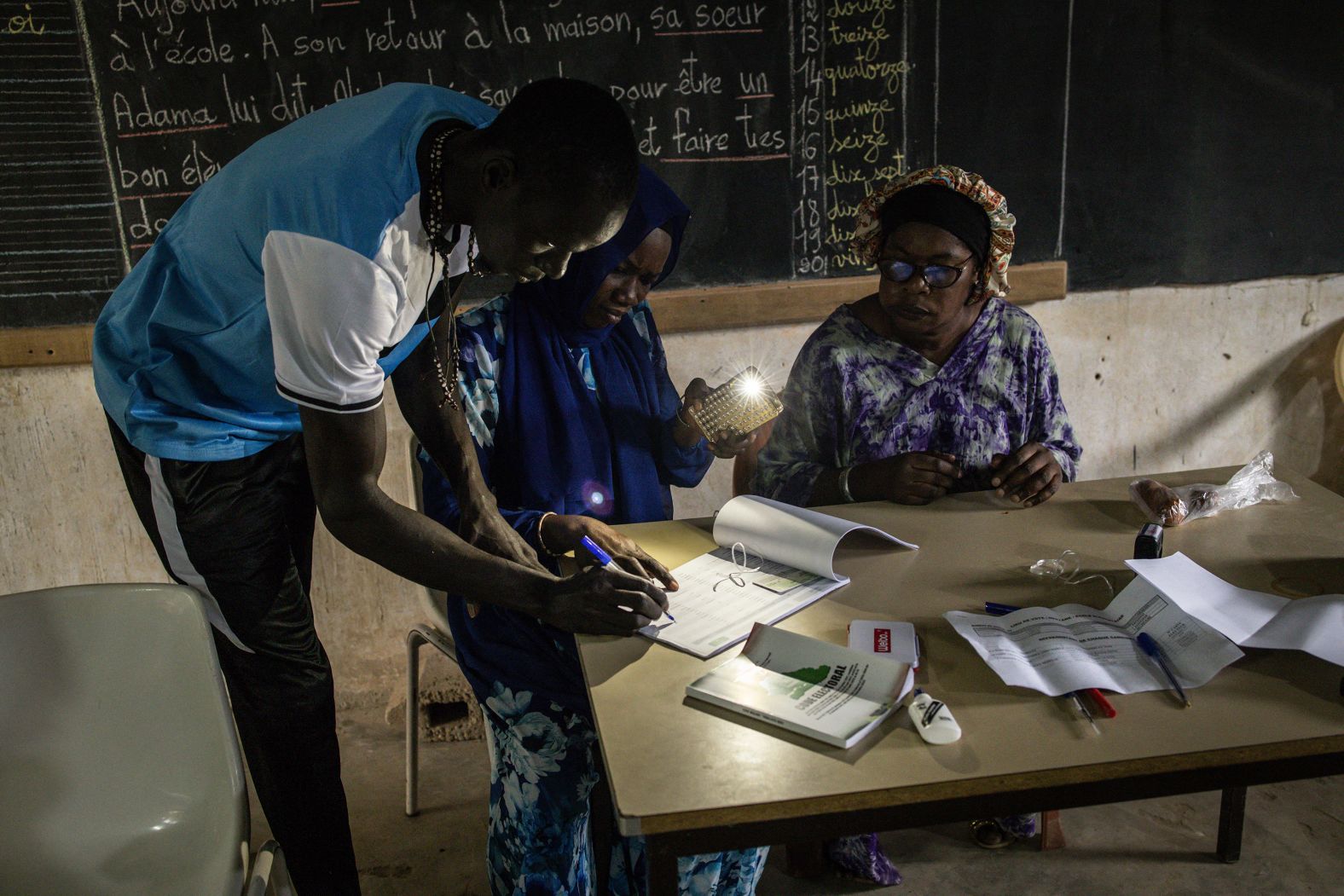 A person in Ndayane, Senegal, registers to vote in the country’s parliamentary elections on Sunday, November 17.