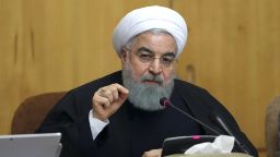 In this photo released by official website of the office of the Iranian Presidency, President Hassan Rouhani speaks in a cabinet meeting in Tehran, Iran, Sunday, Dec. 31, 2017. After a wave of economic protests swept major cities in Iran, President Rouhnai said Sunday that people have the right to protest, but those demonstrations should not make the public "feel concerned about their lives and security." (Iranian Presidency Office via AP)