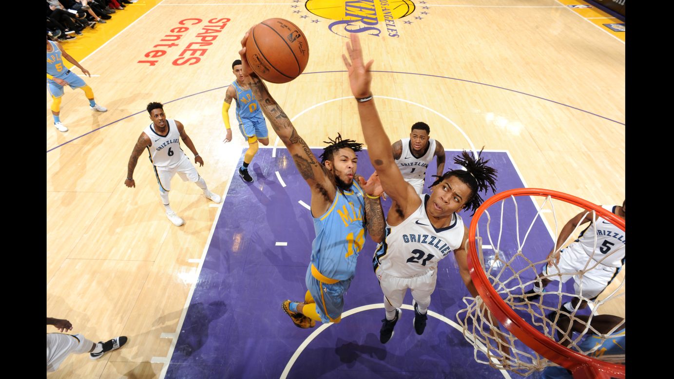 Brandon Ingram, a forward for the Los Angeles Lakers, dunks the ball during an NBA game against Memphis on Wednesday, December 27.
