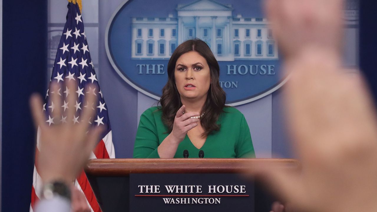 WASHINGTON, DC - DECEMBER 19:  White House Press Secretary Sarah Sanders speaks to the media after the House of Representatives pass President Trump's tax reform bill, during her daily press briefing at the White House on December 19, 2017 in Washington, DC.  (Photo by Mark Wilson/Getty Images)