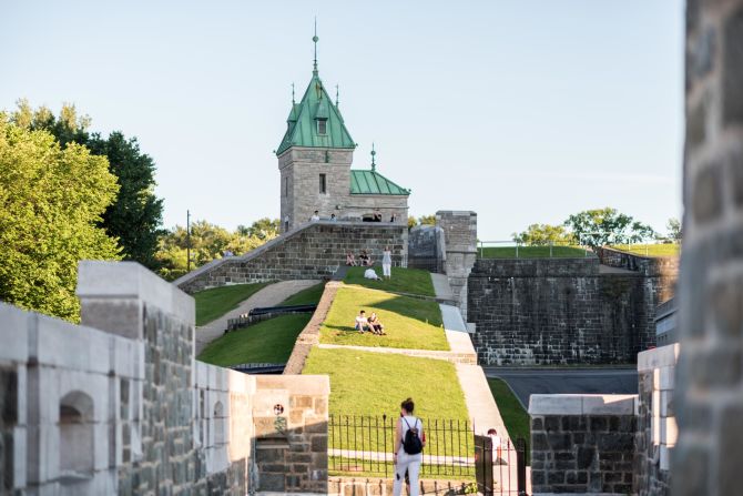 Old Quebec is the only walled city in North America north of Mexico. This is a view of the fortifications near the Porte St. Jean.<br />