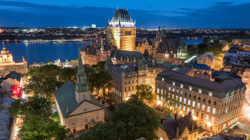 The historic Fairmont Le Château Frontenac dominates Old Quebec's skyline. The hotel was built in 1893.