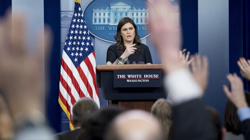 White House Press Secretary Sarah Sanders takes questions during the daily briefing at the White House in Washington, DC, on January 2, 2018.