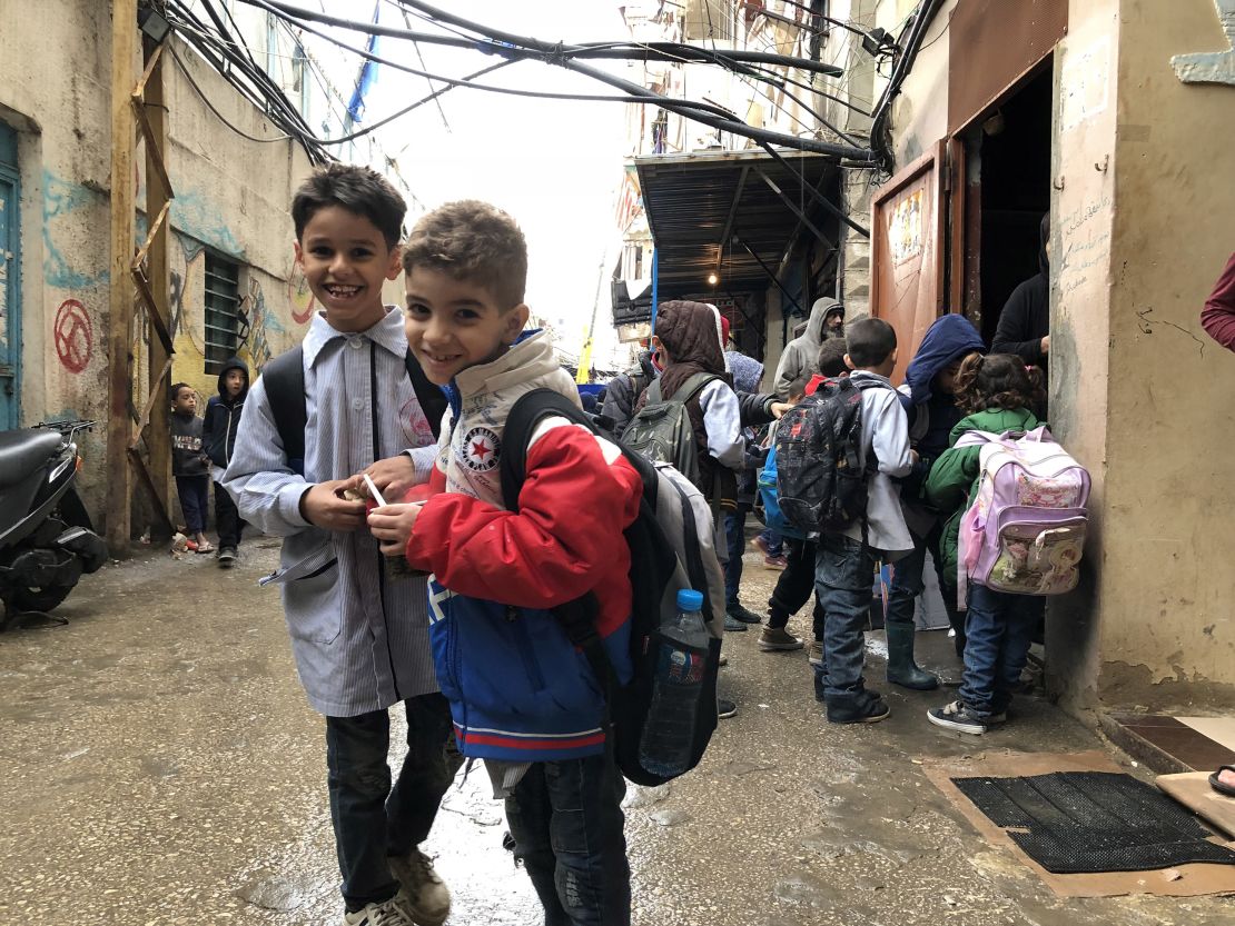 Palestinian school children leave UN-run Ramallah Elementary School at Beirut's Shatila refugee camp. 