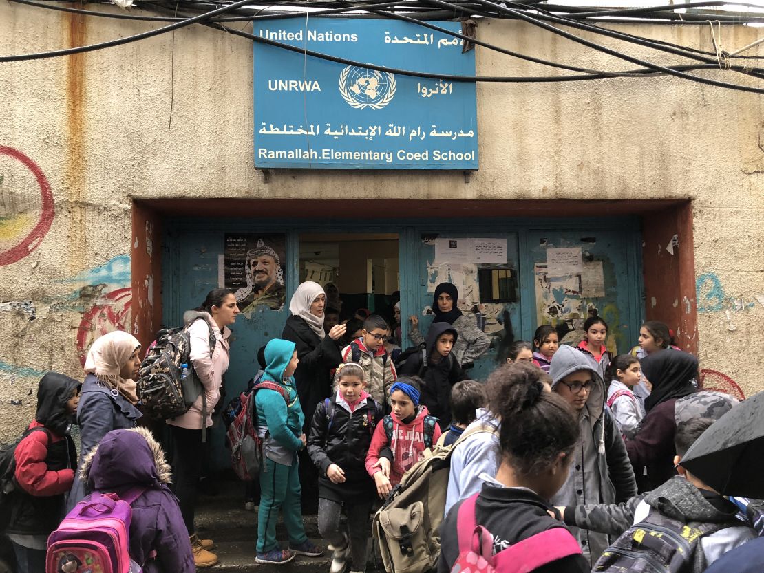 Palestinian children head out of UN-run Ramallah Elementary School in Beirut's Shatila refugee camp.