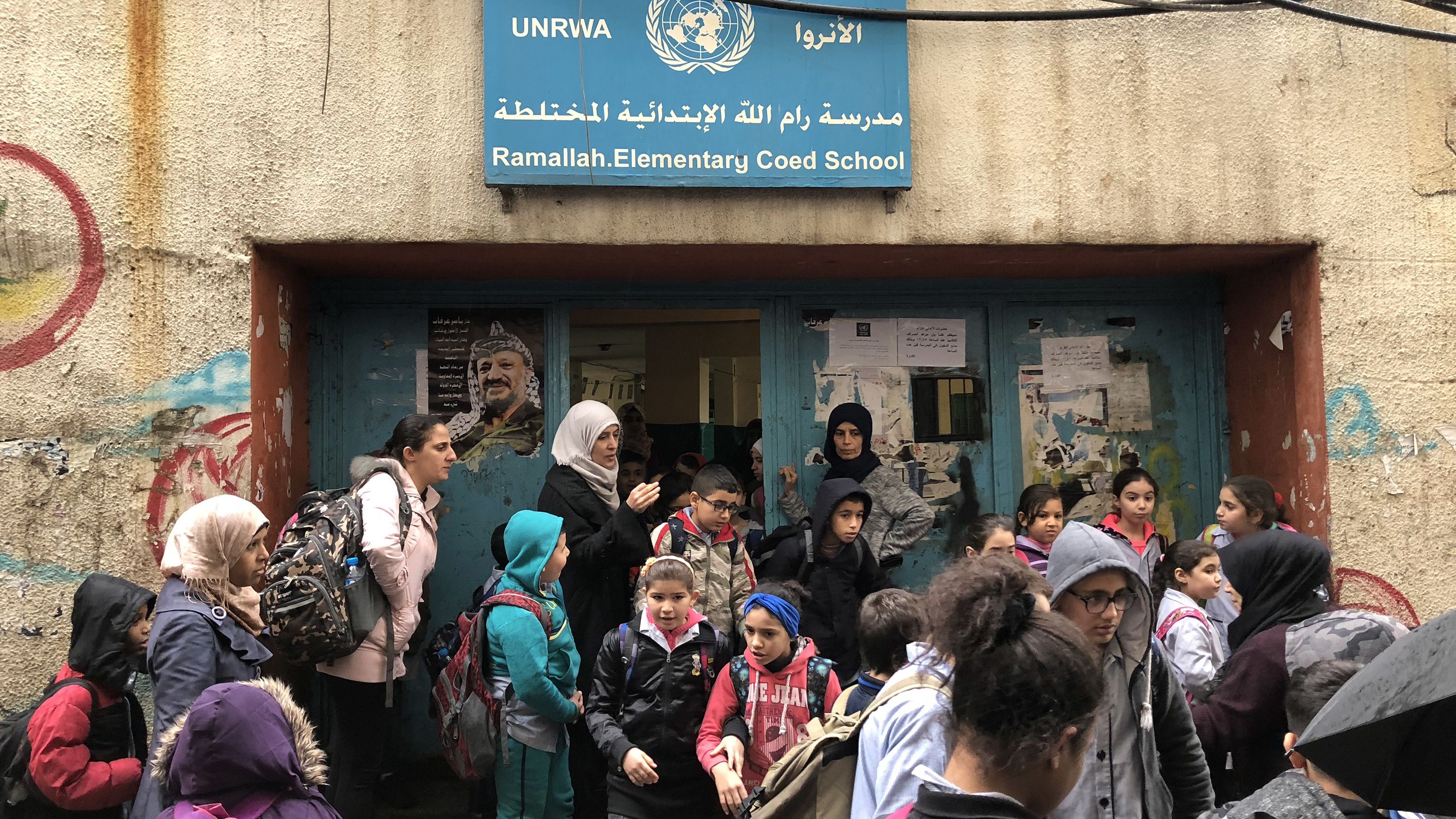 Palestinian children head out of UN-run Ramallah Elementary School in Beirut's Shatila refugee camp. 