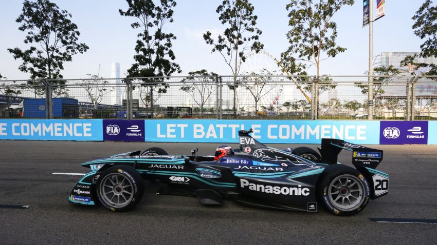 HONG KONG, HONG KONG - DECEMBER 03: In this handout from Jaguar Racing - Mitch Evans (NZL), Panasonic Jaguar Racing, Jaguar I-Type II during the Hong Kong ePrix, Round 2 of the 2017/18 FIA Formula E Series at the Central Harbourfront Circuit on December 03, 2017 in Hong Kong, Hong Kong. (Photo by Andrew Ferraro/LAT Images/Jaguar Racing via Getty Images)