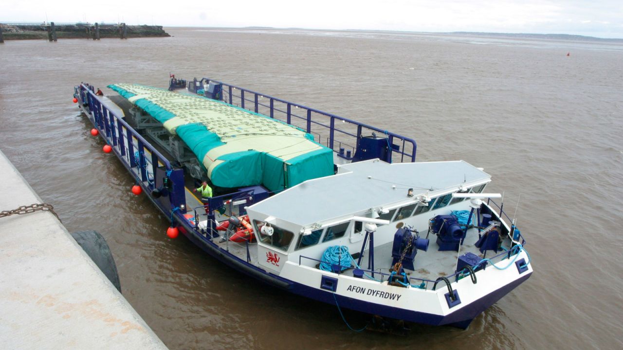 <strong>Sea cruise</strong>: In Wales, the wings are shipped down the river from Broughton to Mostyn onboard the Afon Dyfrdwy barge. They are then transported onto Ciudad de Cadiz, one of three specially designed ships used by Airbus. 