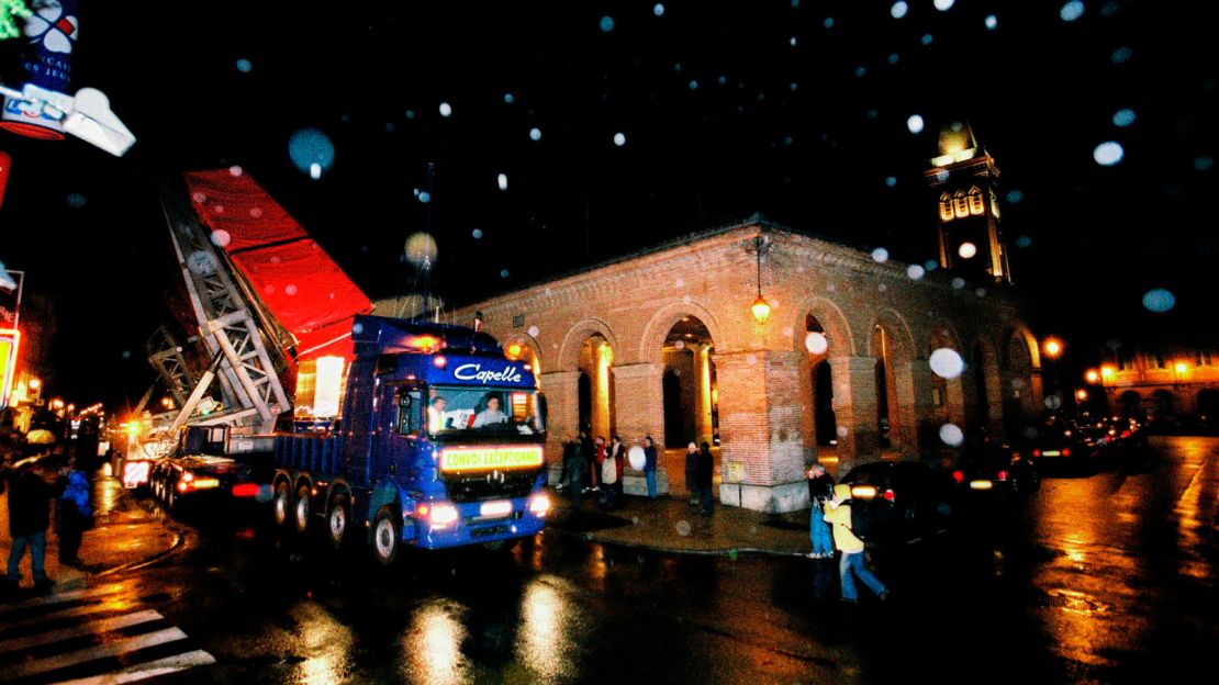 The Airbus fleet travels through the town of Lévignac. 