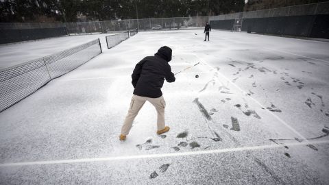 Hockey sticks got some rare cold-weather use Wednesday in Savannah.