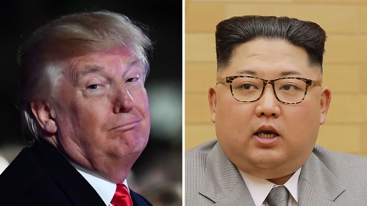 (FILES) This combo shows a file photo (L) taken on November 30, 2017 of US President Donald Trump smiling during the 95th annual National Christmas Tree Lighting ceremony in Washington, DC; and a file picture (R) released by North Korea's official Korean Central News Agency (KCNA) on January 1, 2018 showing North Korean leader Kim Jong-Un delivering a New Year's speech at an undisclosed location.
US President Donald Trump warned Kim Jong-Un on January 2, 2018 he has a "much bigger" nuclear button than the North Korean leader, as Washington dismissed the prospect of high-level talks between Pyongyang and Seoul. / AFP PHOTO / KCNA VIA KNS / KCNA via KNS AND Nicholas KAMM / South Korea OUT / REPUBLIC OF KOREA OUT   ---EDITORS NOTE--- RESTRICTED TO EDITORIAL USE - MANDATORY CREDIT "AFP PHOTO/KCNA VIA KNS" - NO MARKETING NO ADVERTISING CAMPAIGNS - DISTRIBUTED AS A SERVICE TO CLIENTS
THIS PICTURE WAS MADE AVAILABLE BY A THIRD PARTY. AFP CAN NOT INDEPENDENTLY VERIFY THE AUTHENTICITY, LOCATION, DATE AND CONTENT OF THIS IMAGE. THIS PHOTO IS DISTRIBUTED EXACTLY AS RECEIVED BY AFP.  / KCNA VIA KNS,NICHOLAS KAMM/AFP/Getty Images