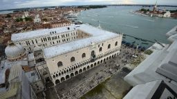 A general view taken from the top shows the Doge's Palace near St. Mark's Square (Piazza San Marco) in the city of Venice on May 23, 2015. AFP PHOTO / OLIVIER MORIN        (Photo credit should read OLIVIER MORIN/AFP/Getty Images)