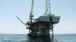 This undated photo provided by the California State Lands Commission shows Platform Holly, an oil drilling rig in the Santa Barbara Channel offshore of the city of Goleta, Calif. The platform will be decommissioned and its operator is seeking bankruptcy protection, nearly two years after the platform was idled when an onshore pipeline ruptured and spilled a massive amount of oil into the ocean, the state and Venoco LLC said Monday, April 17, 2017.