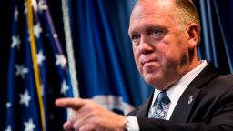 WASHINGTON, DC - DECEMBER 5: Thomas Homan, Senior Official Performing the Duties of the Director of Immigration and Customs Enforcement (ICE), speaks during a Department of Homeland Security press conference to announce end-of-year numbers regarding immigration enforcement, border security and national security, December 5, 2017 in Washington, DC. (Photo by Drew Angerer/Getty Images)