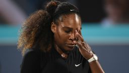 ABU DHABI, UNITED ARAB EMIRATES - DECEMBER 30:  Serena Williams of United States looks dejected during her Ladies Final match against Jelena Ostapenko of Latvia on day three of the Mubadala World Tennis Championship at International Tennis Centre Zayed Sports City on December 30, 2017 in Abu Dhabi, United Arab Emirates.  (Photo by Tom Dulat/Getty Images)