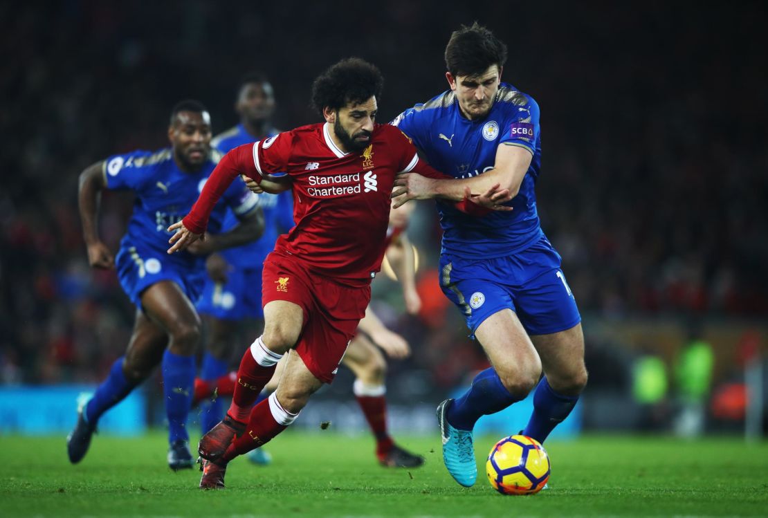Mohamed Salah in action for Liverpool against Leicester City in December.