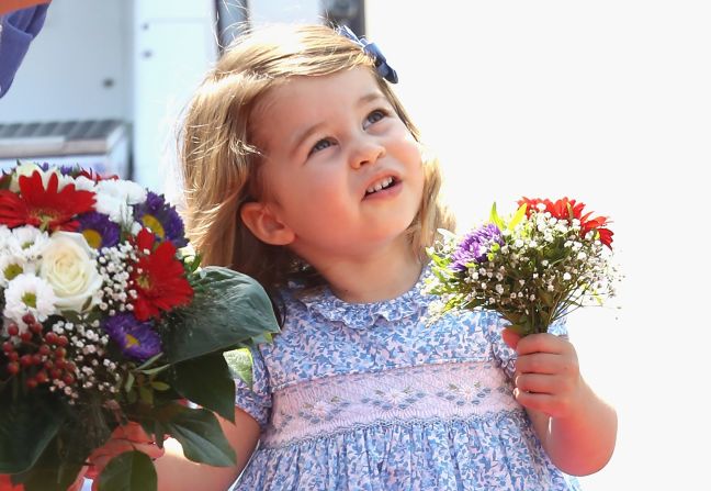 Charlotte arrives at Berlin Tegel Airport during the royals' <a href="http://www.cnn.com/2017/07/17/world/gallery/royals-visit-poland-germany-2017/index.html" target="_blank">official visit to Germany and Poland</a> in July 2017. 