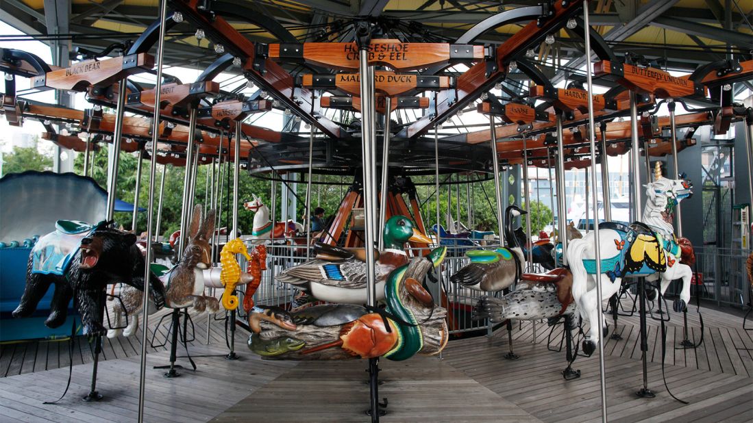 <strong>Pier 62 Carousel: </strong>This merry-go-round is supplied with animals native to the Hudson River valley. 