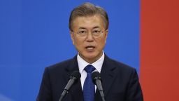 SEOUL, SOUTH KOREA - MAY 10:  South Korea's new President Moon Jae-In speaks during his presidential inauguration ceremony at National Assembly on May 10, 2017 in Seoul, South Korea. Moon Jae-in of Democratic Party, was elected as the new president of South Korea in the election held on May 9, 2017.  (Photo by Chung Sung-Jun/Getty Images)