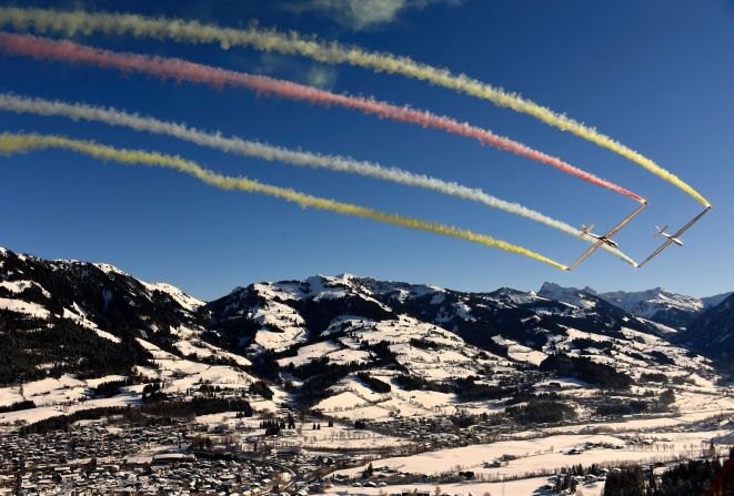 <strong>Blue riband: </strong>The Hahnenkamm downhill is the highlight of the World Cup circuit and race weekend creates a carnival atmosphere in Kitzbuhel.