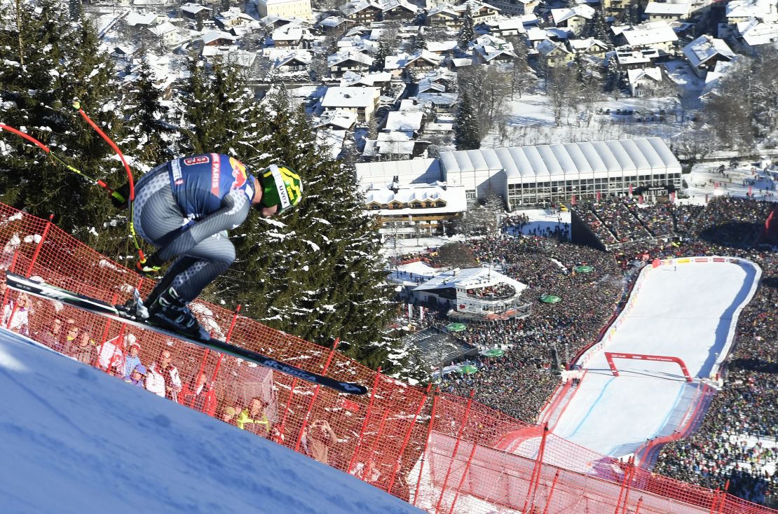 Kitzbuhel's Streif run is open to holiday skiers away from Hahnenkamm week. 