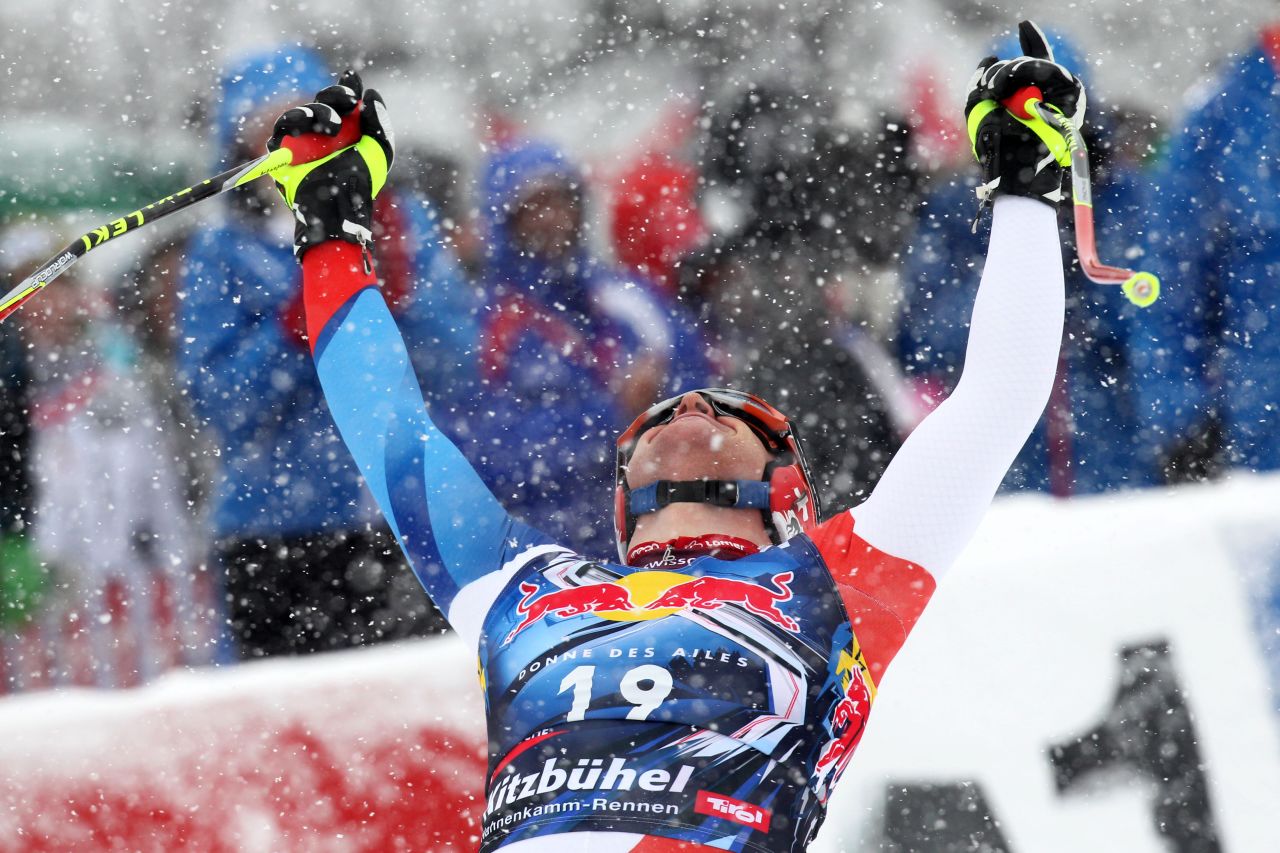 <strong>No guts, no glory:</strong> Winning at Kitzbuhel is the ultimate for a downhill racer. Austrian great Franz Klammer did it four times but Swiss Didier Cuche (pictured) holds the record with five wins.