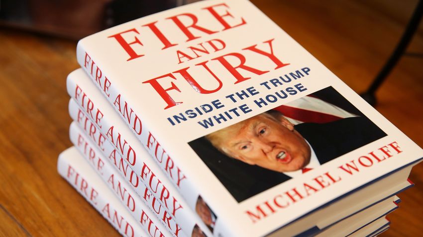 Copies of the book "Fire and Fury" by author Michael Wolff are displayed on a shelf at Book Passage on January 5, 2018 in Corte Madera, California. A controversial new book about the inner workings of the Trump administration hit bookstore shelves nearly a week earlier than anticipated after lawyers for Donald Trump issued a cease and desist letter to publisher Henry Holt & Co.  