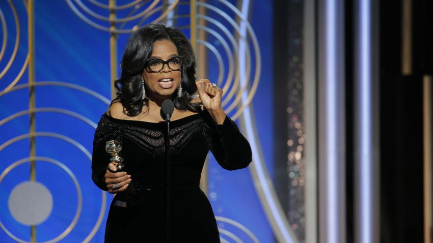 Oprah Winfrey accepts the 2018 Cecil B. DeMille Award onstage during the 75th Annual Golden Globe Awards.