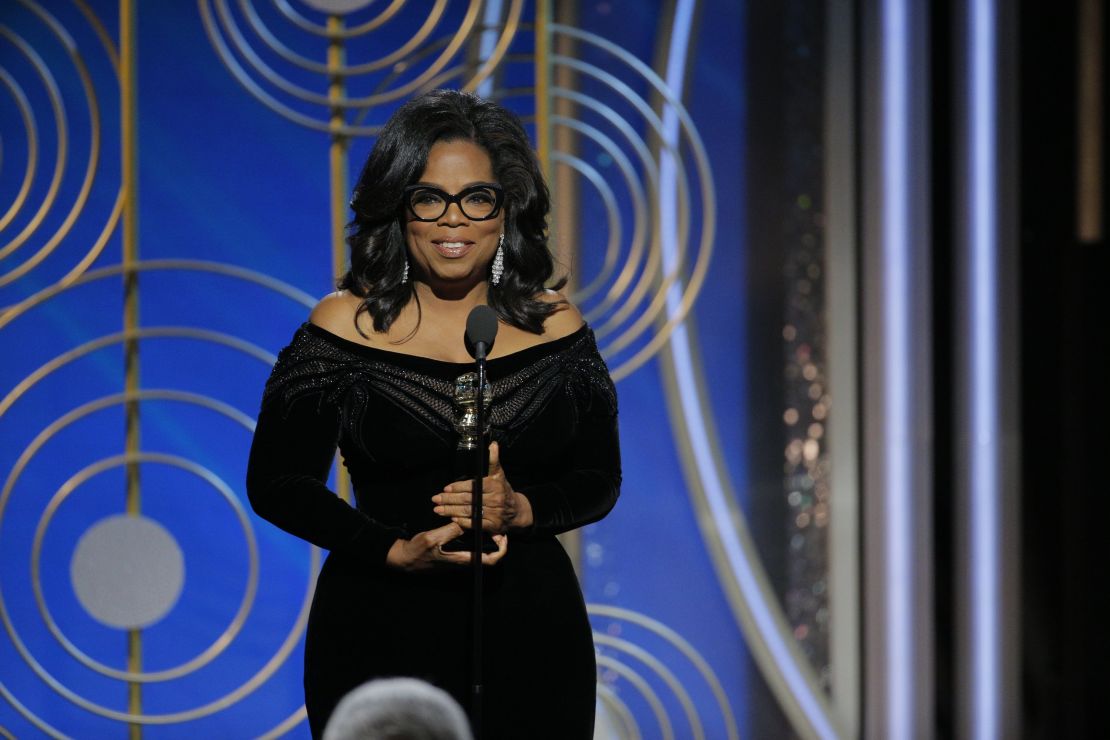 Oprah Winfrey onstage at the 2018 Golden Globe Awards.