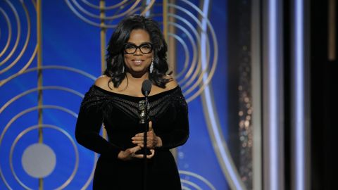Oprah Winfrey onstage at the 2018 Golden Globe Awards.