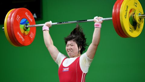 North Korea's Rim Jong Sim won gold in the women's weightlifting 75kg at Rio 2016.
