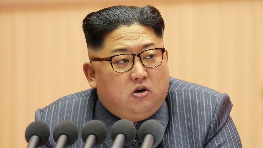 TOPSHOT - This photo from North Korea's official Korean Central News Agency (KCNA) taken on December 23, 2017 and released on December 24, 2017 shows North Korean leader Kim Jong-Un during the 5th Conference of the Workers' Party of Korea Cell Chairpersons.
/ AFP PHOTO / KCNA via KNS / - / South Korea OUT / REPUBLIC OF KOREA OUT ---EDITORS NOTE--- RESTRICTED TO EDITORIAL USE - MANDATORY CREDIT "AFP PHOTO/KCNA VIA KNS" - NO MARKETING NO ADVERTISING CAMPAIGNS - DISTRIBUTED AS A SERVICE TO CLIENTS
THIS PICTURE WAS MADE AVAILABLE BY A THIRD PARTY. AFP CAN NOT INDEPENDENTLY VERIFY THE AUTHENTICITY, LOCATION, DATE AND CONTENT OF THIS IMAGE. THIS PHOTO IS DISTRIBUTED EXACTLY AS RECEIVED BY AFP. / (Photo credit should read -/AFP/Getty Images)