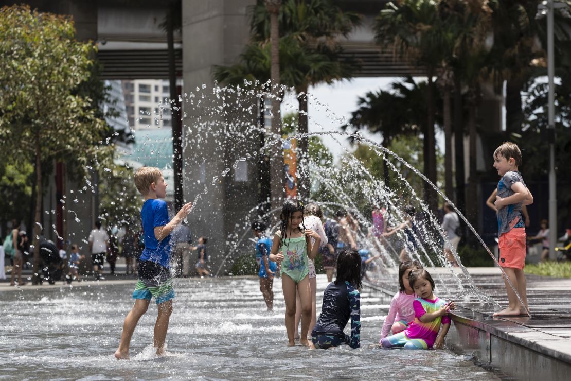 Children play at Darling Harbour on Monday, January 8, 2018 in Sydney, Australia.