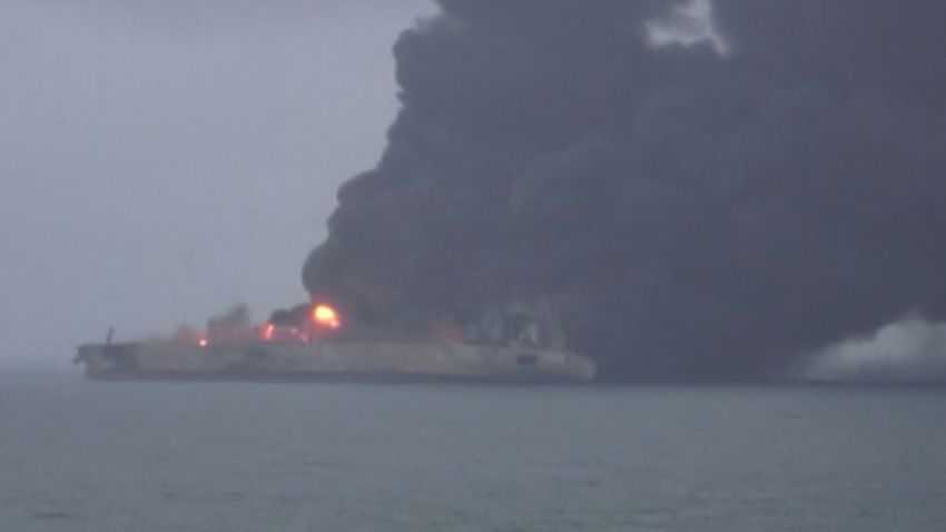 People are missing from a tanker-freighter collision off the coast of China