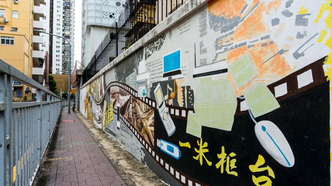 An electronics themed street art painting in the Huaqiangbei area of Shenzhen.
