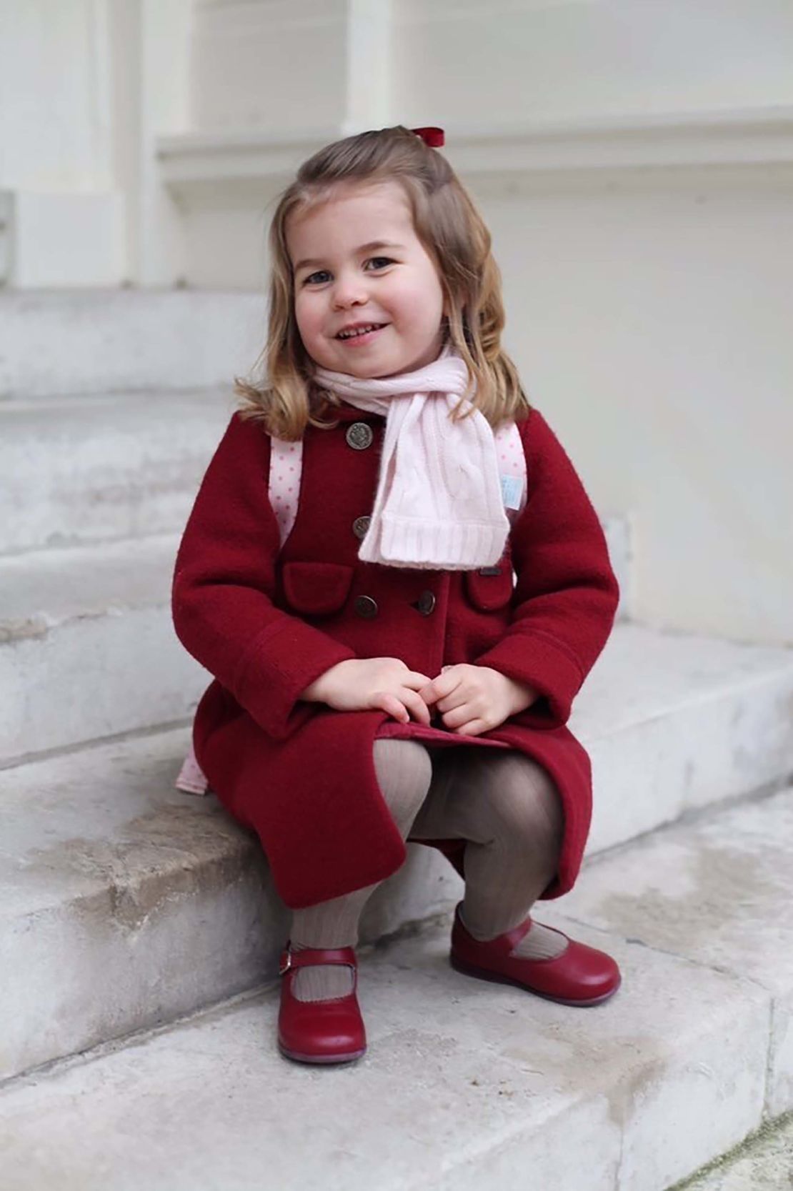 Kensington Palace released photographs of Princess Charlotte as she began nursery school in January. 