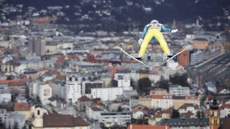 Swiss ski jumper Gregor Deschwanden competes in the Four Hills Tournament in Innsbruck, Austria, on Wednesday, January 3.