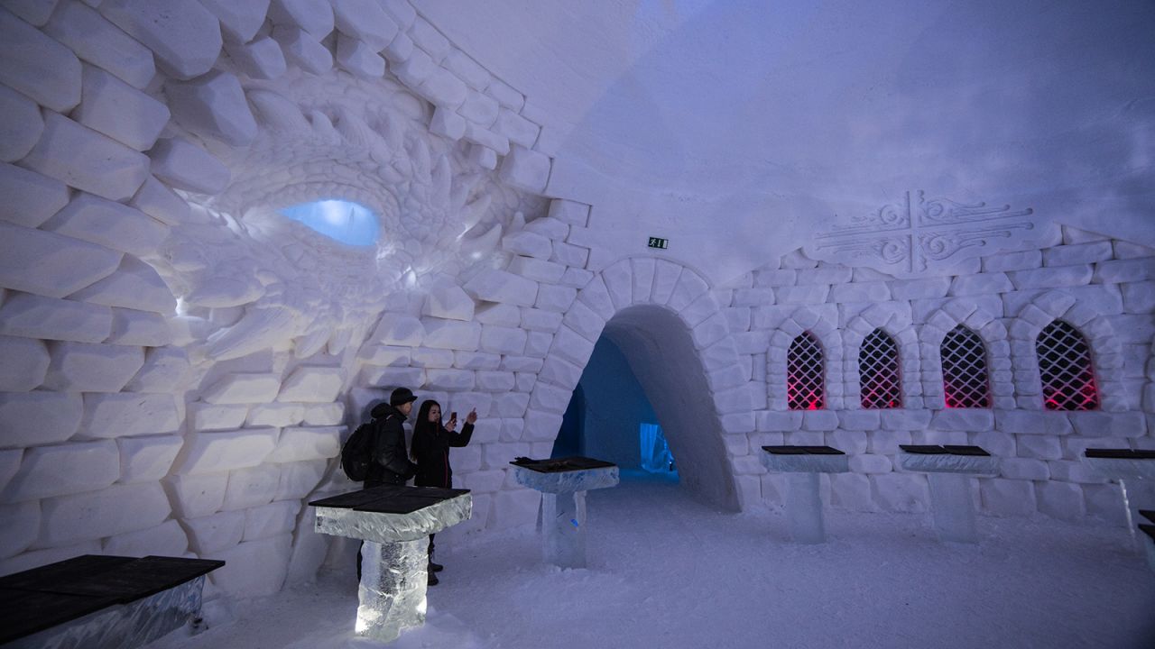 <strong>Spectacular spaces:</strong> Guests also receive a guided tour inside the SnowVillage, which has its own impressive Arctic bar.