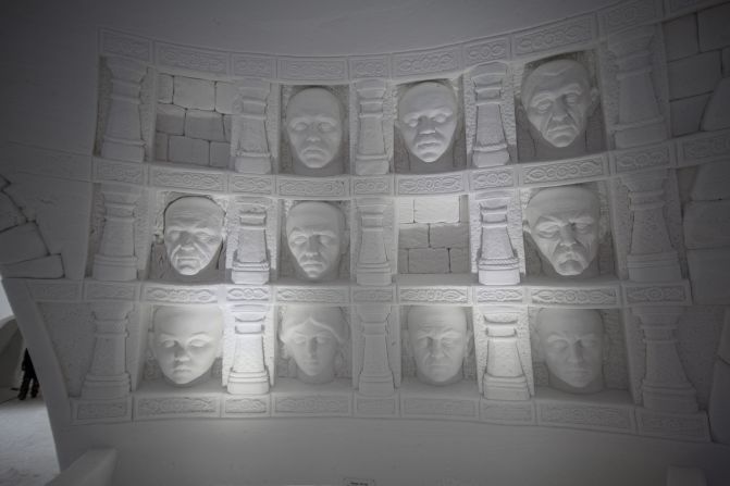 <strong>Frozen art: </strong>The hotel is made entirely of snow and ice and includes various "Game of Thrones" related sculptures, including a recreation of Braavos' Hall of Faces.