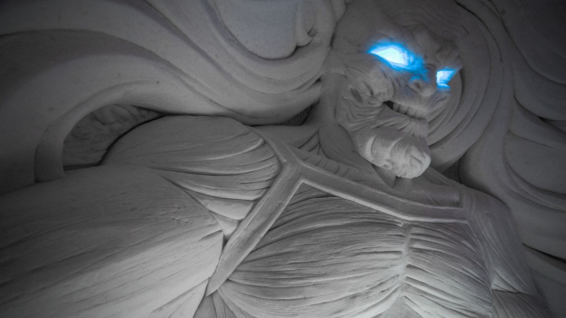 The rooms at SnowVillage's ice hotel feature sculptures inspired by "Game of Thrones".